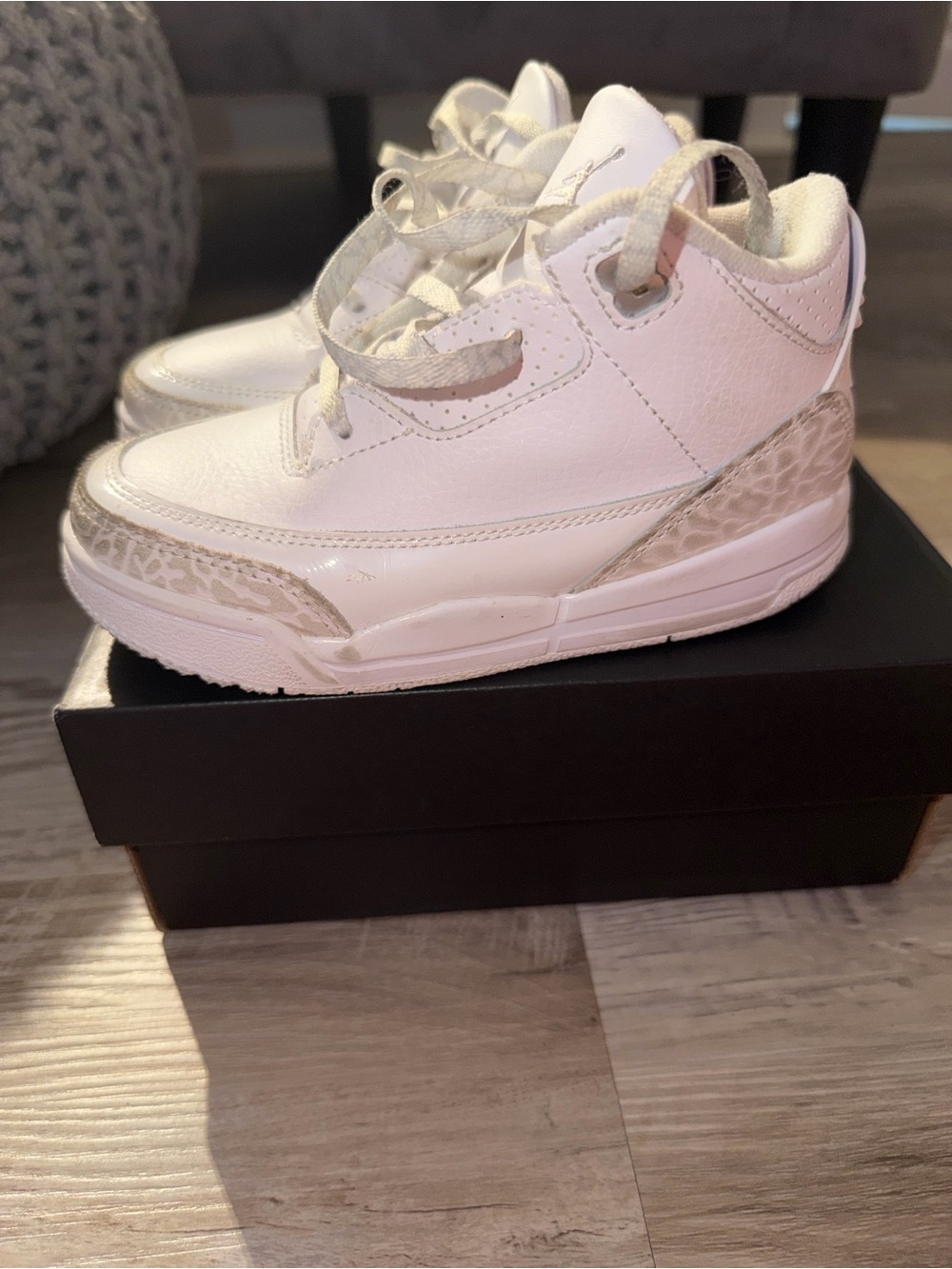 Nike Kids White Leather Jordan 3 Retro Sneakers